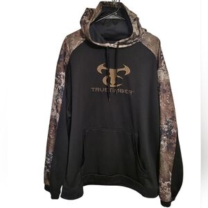Truetimber Mens Black Camo Hoodie, 2XL